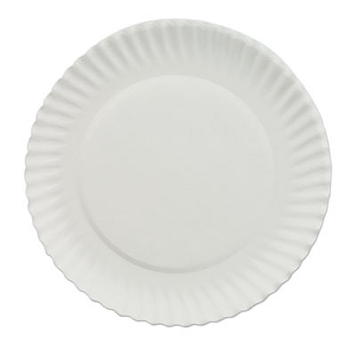 AJM Packaging Corporation White Paper Plates, 6" dia, 100/Pack, 10 Packs/Carton (PP6GREWH)