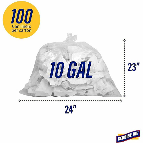 Genuine Joe Clear Trash Can Liners (01010)
