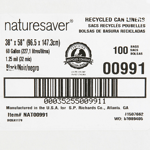 Nature Saver Black Low-density Recycled Can Liners (00991)