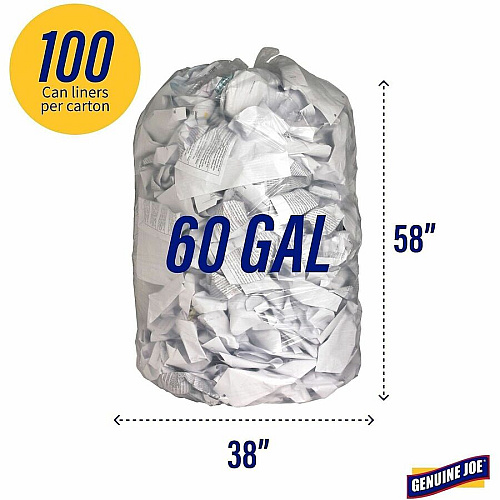 Genuine Joe Clear Trash Can Liners (01014)