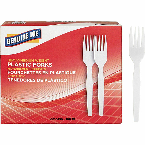 Genuine Joe Heavyweight White Plastic Forks (0010430)