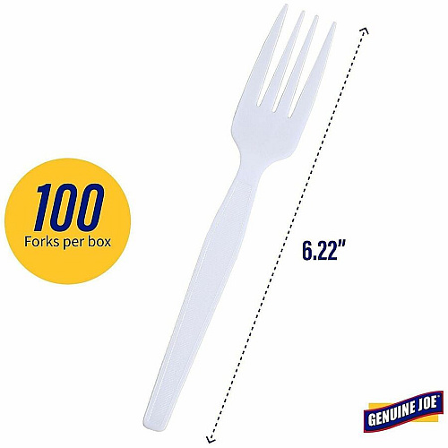 Genuine Joe Heavyweight White Plastic Forks (0010430)