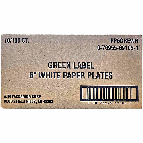 Green Label 6" Green Label Economy Paper Plates (PP6GRE)