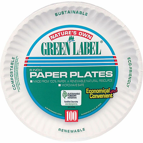 Green Label 6" Green Label Economy Paper Plates (PP6GRE)