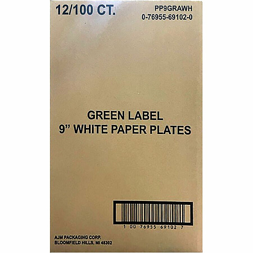 Green Label 9" Green Label Economy Paper Plates (PP9GRA)
