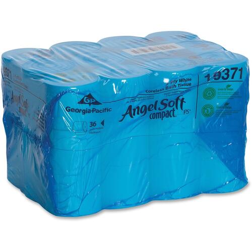 Georgia- Pacific Angel Soft Compact Premium Embossed Coreless 2-Ply Toilet Paper by GP Pro (Georgia-Pacific), 36 Rolls/Package (19371)