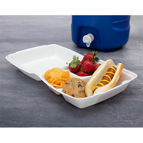 Dart 8-1/2" Triple-Compartment Foam Containers (85HT3)