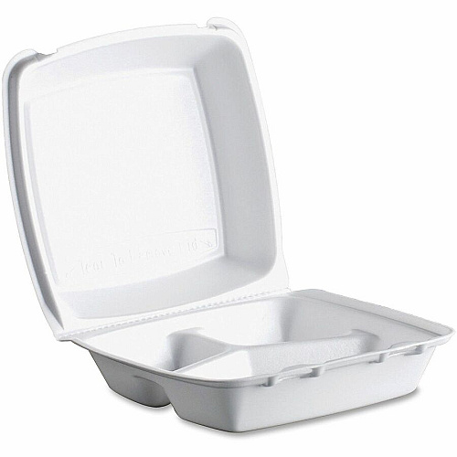 Dart 8-1/2" Triple-Compartment Foam Containers (85HT3)