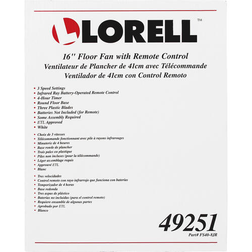 Lorell Remote Oscillating Floor Fan (LLR49251)