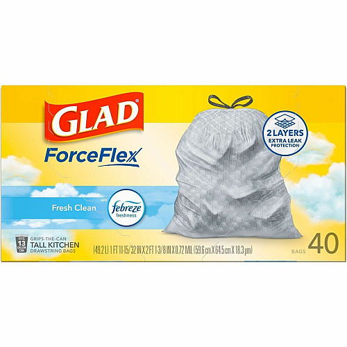Glad ForceFlex Tall Kitchen Drawstring Trash Bags (78361)