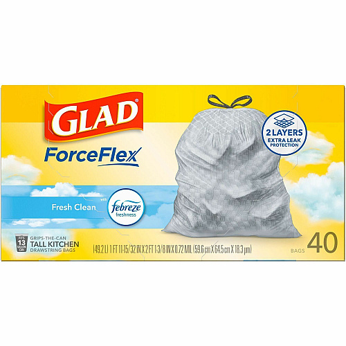 Glad ForceFlex Tall Kitchen Drawstring Trash Bags (78361)