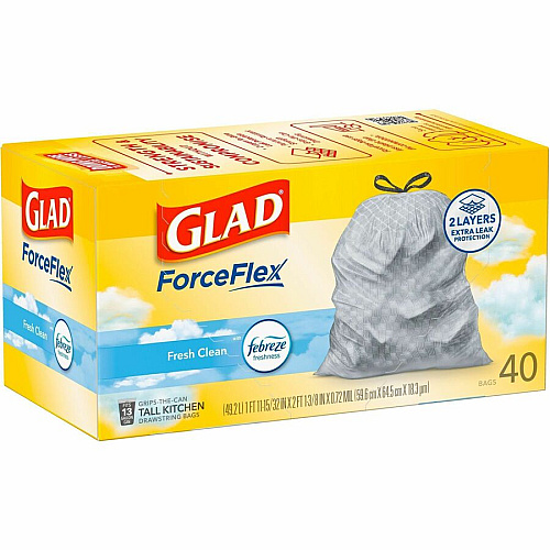 Glad ForceFlex Tall Kitchen Drawstring Trash Bags (78361)
