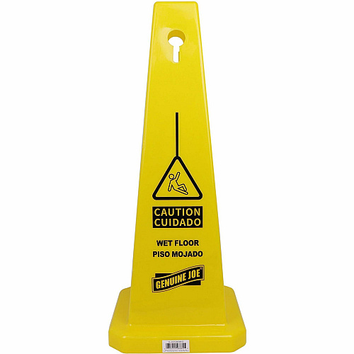 Genuine Joe Bright 4-sided Caution Safety Cone (58880)
