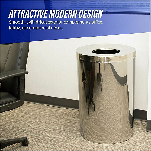Genuine Joe 30 Gallon Stainless Steel Trash Receptacle (58895)