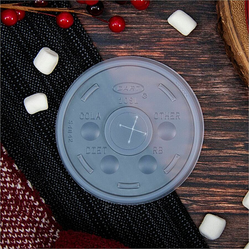 Dart 10 oz HIPS Plastic Straw-Slotted Lid - Translucent (10SL)
