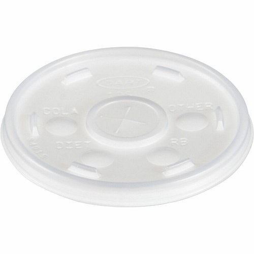 Dart 10 oz HIPS Plastic Straw-Slotted Lid - Translucent (10SL)