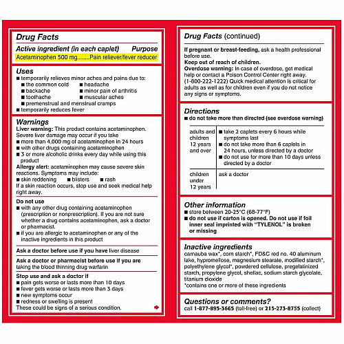 Tylenol Extra Strength Caplets (44910)