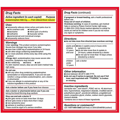 Tylenol Extra Strength Caplets (44910)
