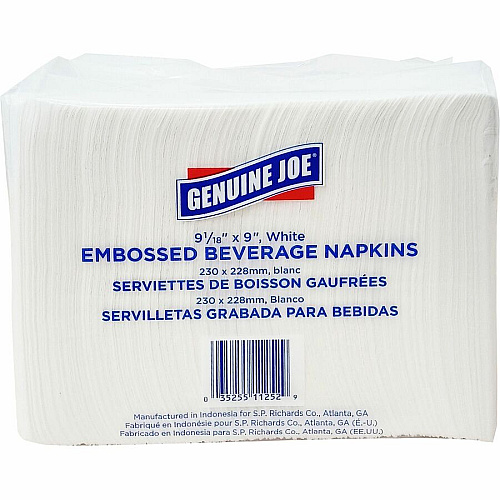 Genuine Joe Quad-fold Square Beverage Napkins (11252)