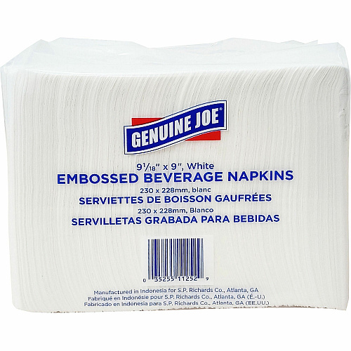 Genuine Joe Quad-fold Square Beverage Napkins (11252)