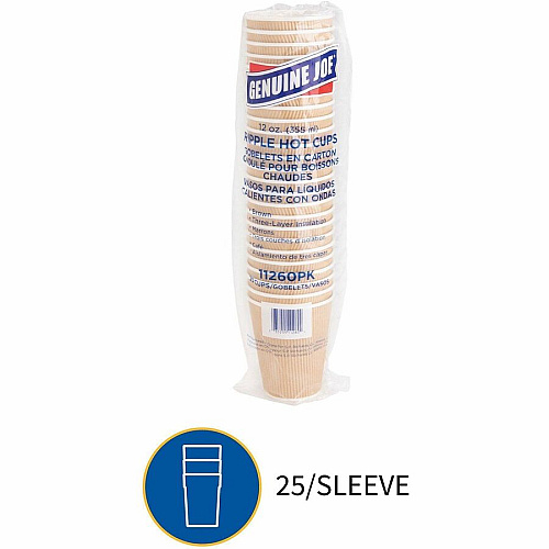 Genuine Joe 12 oz Rippled Hot Cups (11260CT)