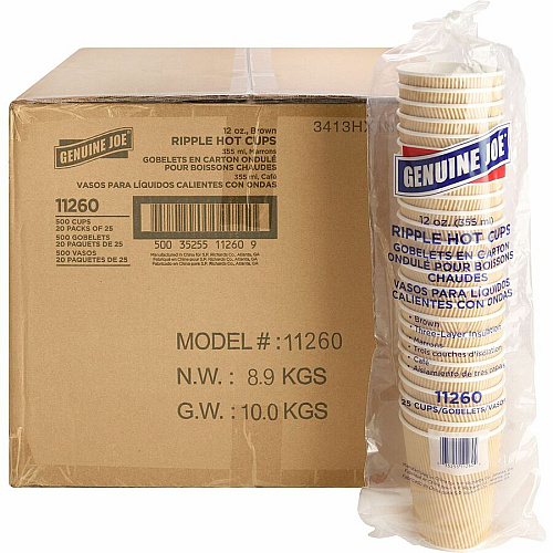 Genuine Joe 12 oz Rippled Hot Cups (11260CT)
