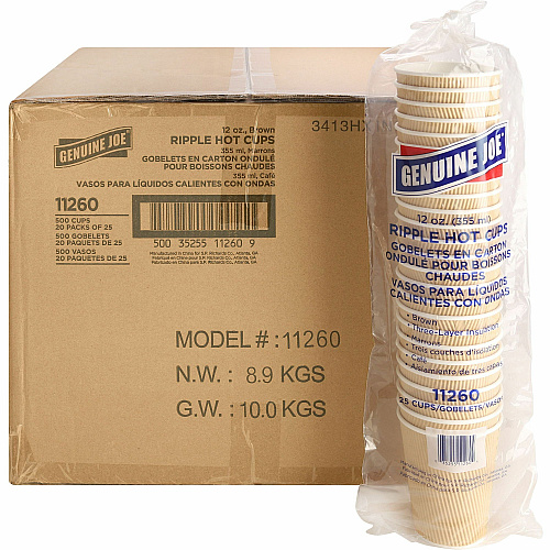 Genuine Joe 12 oz Rippled Hot Cups (11260CT)