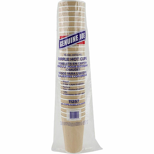 Genuine Joe 16 oz Rippled Hot Cups (11257)