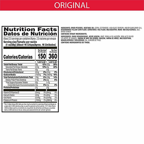 Pringles Keebler Grab & Go Original Potato Crisps (84563)