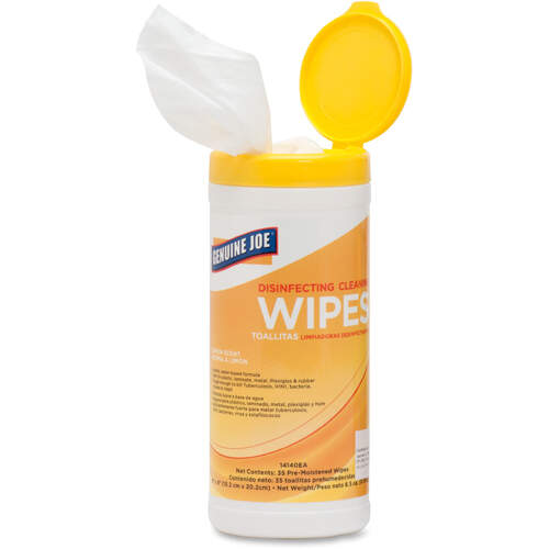 Genuine Joe Lemon Scent Disinfecting Cleaning Wipes (GJO14140EA)