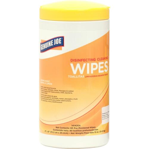 Genuine Joe Lemon Scent Disinfecting Cleaning Wipes (GJO14142CT)