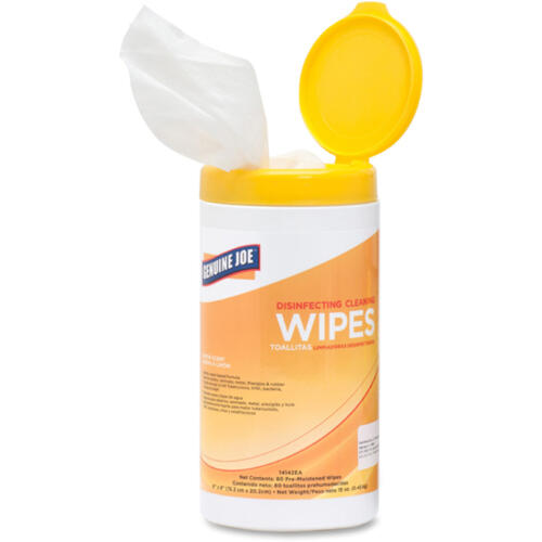 Genuine Joe Lemon Scent Disinfecting Cleaning Wipes (GJO14142CT)