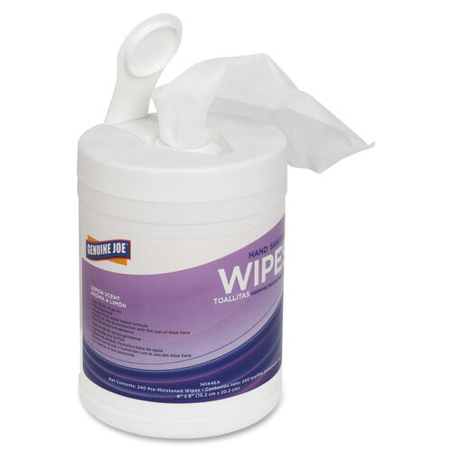 Genuine Joe Lemon Scent Hand Sanitizing Wipes (GJO14144CT)