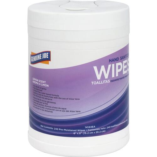 Genuine Joe Lemon Scent Hand Sanitizing Wipes (GJO14144CT)