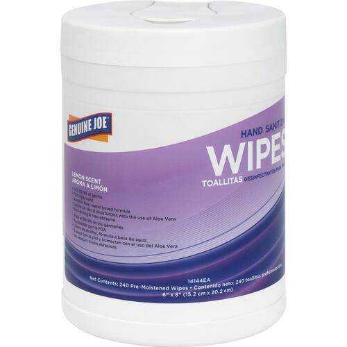 Genuine Joe Lemon Scent Hand Sanitizing Wipes (GJO14144CT)