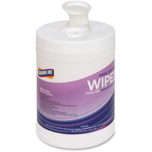 Genuine Joe Lemon Scent Hand Sanitizing Wipes (GJO14144EA)