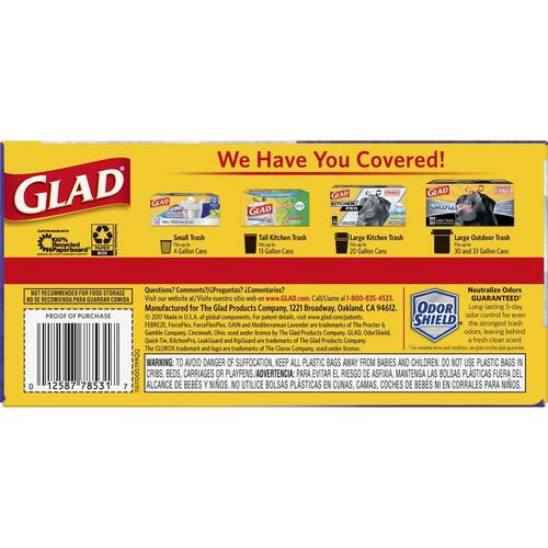 Glad ForceFlexPlus Tall Kitchen Drawstring Trash Bags (78531)