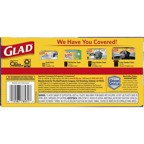Glad ForceFlexPlus Tall Kitchen Drawstring Trash Bags (78531)