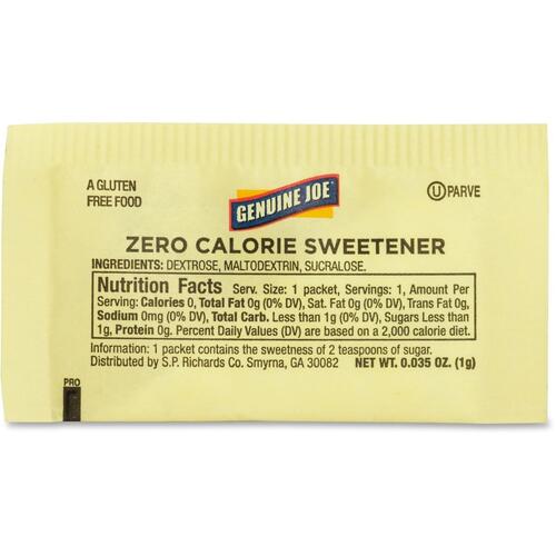 Genuine Joe Sucralose Zero Calorie Sweetener Packets (GJO70468)