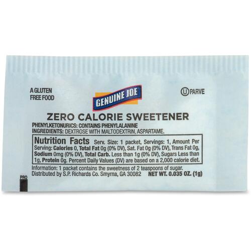 Genuine Joe Aspartame Zero Calorie Sweetener Packs (GJO70471)