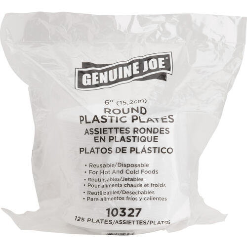 Genuine Joe Reusable Plastic White Plates (GJO10327CT)