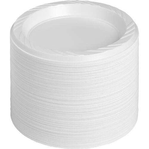 Genuine Joe Reusable Plastic White Plates (GJO10327CT)