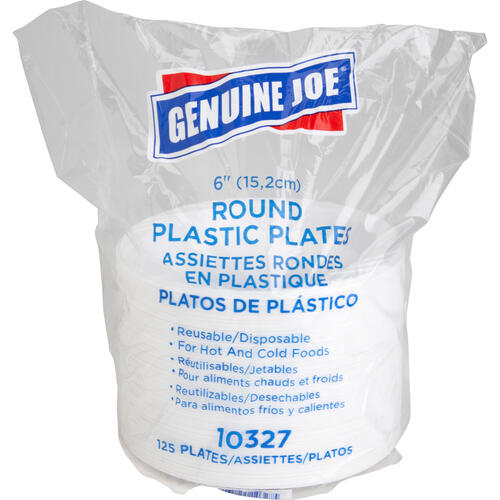 Genuine Joe Reusable Plastic White Plates (GJO10327CT)