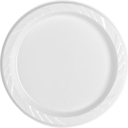 Genuine Joe Reusable Plastic White Plates (GJO10327CT)
