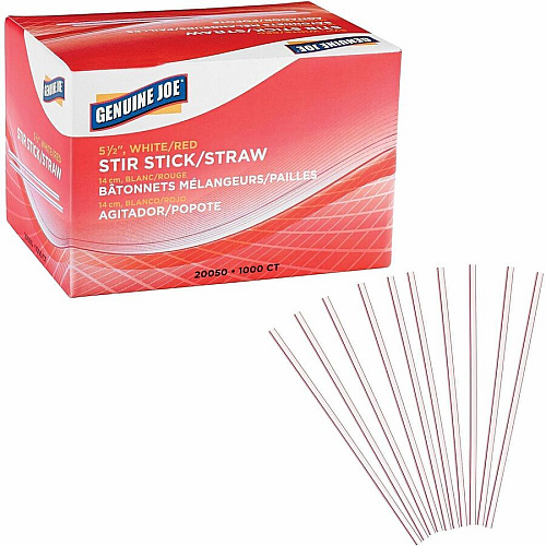 Genuine Joe 5-1/2" Plastic Stir Stick/Straws (20050CT)