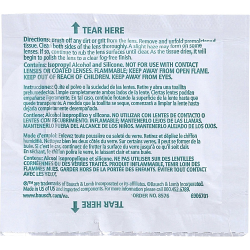 Bausch + Lomb Sight Savers Pre-Moistened Cleaning Tissues (8576)