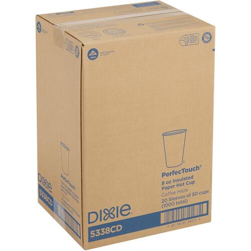 Dixie PerfecTouch Insulated Paper Hot Coffee Cups by GP Pro (5338CDCT)