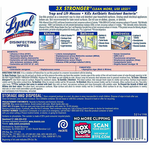 Lysol Early Morning Breeze Disinfecting Wipes (89347)