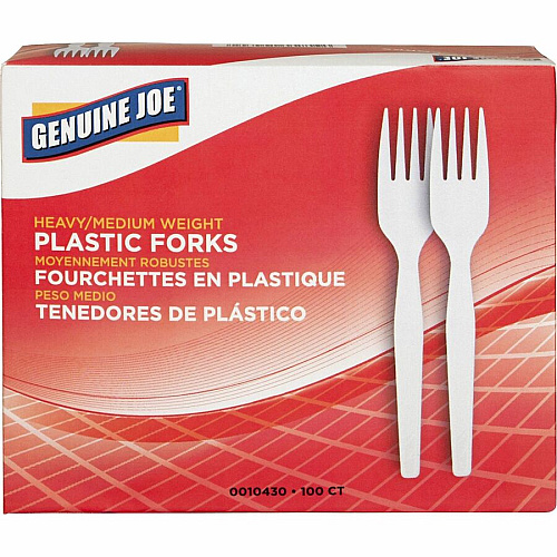 Genuine Joe Heavyweight White Plastic Forks (0010430CT)