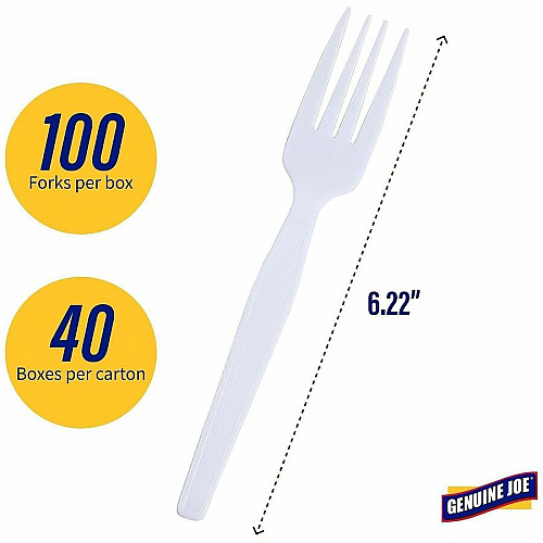 Genuine Joe Heavyweight White Plastic Forks (0010430CT)
